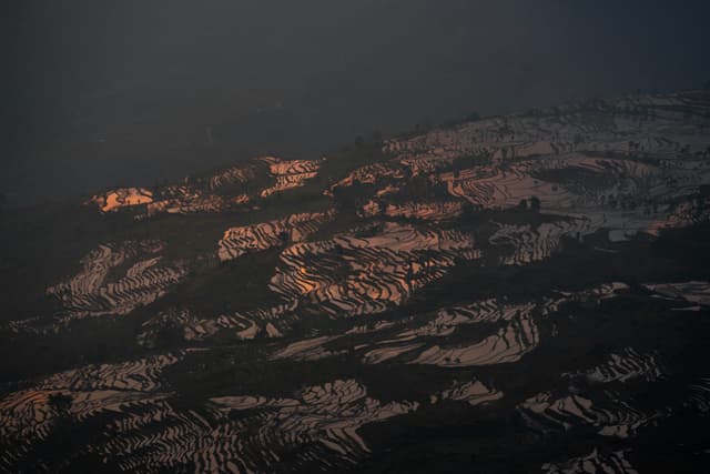 红河，撒玛坝，日照梯田